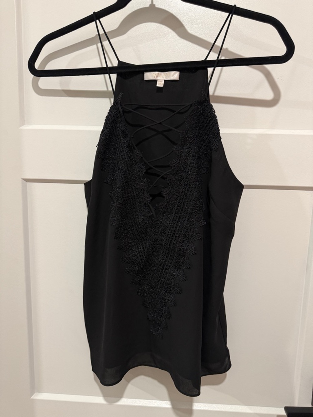 Wayf Black Lace-Front Crisscross Cami